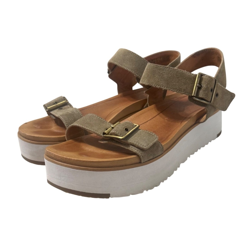 UGG Angie Suede Platform Sandal 9 Olive Green 1019871